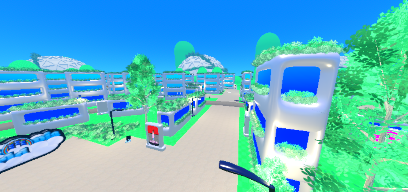 A sunny grassy landscape inside Projectopia World